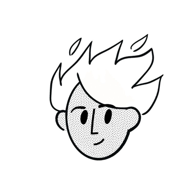 Illustrated profile portrait of Tiago